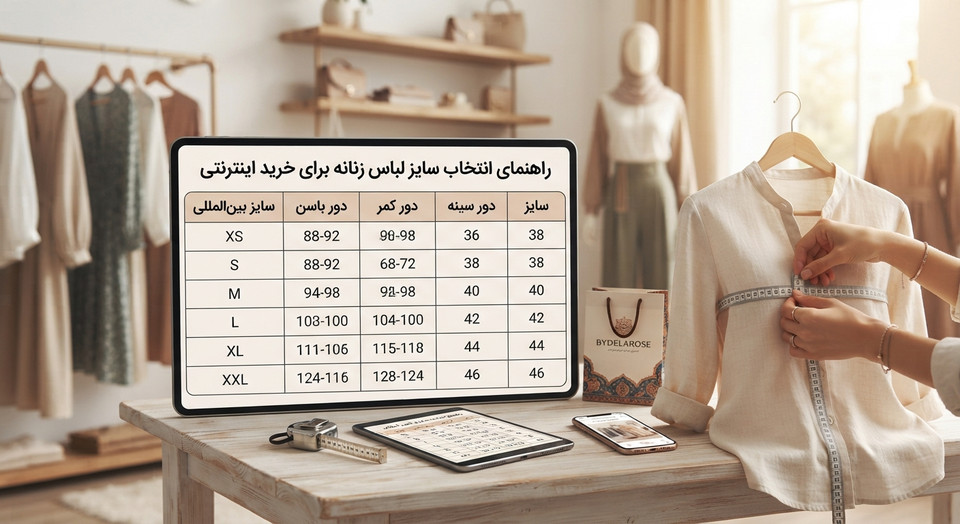 راهنمای انتخاب سایز لباس زنانه برای خرید اینترنتی | جدول سایزبندی کامل