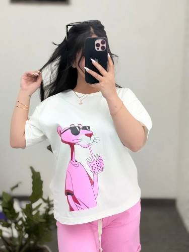 ست تیشرت و شلوارک پلنگ صورتی کد 151