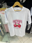 تیشرت طرح confidence توت فرنگی پنبه 28 قد باکسی