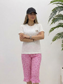 ست لباس راحتی زنانه هلو کیتی با گلدوزی و دمپای چیندار